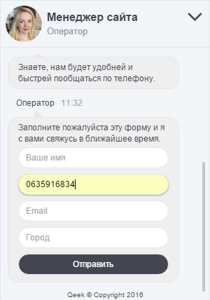 Демонстрация третьего шага qeek